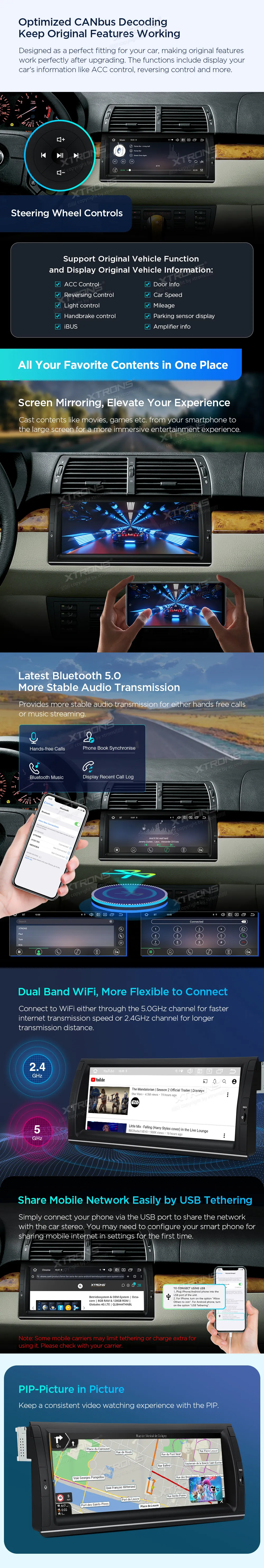 BMW X5 E53 | Android 14 | 10.25 inch | 4GB/64GB/8Core | Multimedija Xtrons PX1453BLHGS