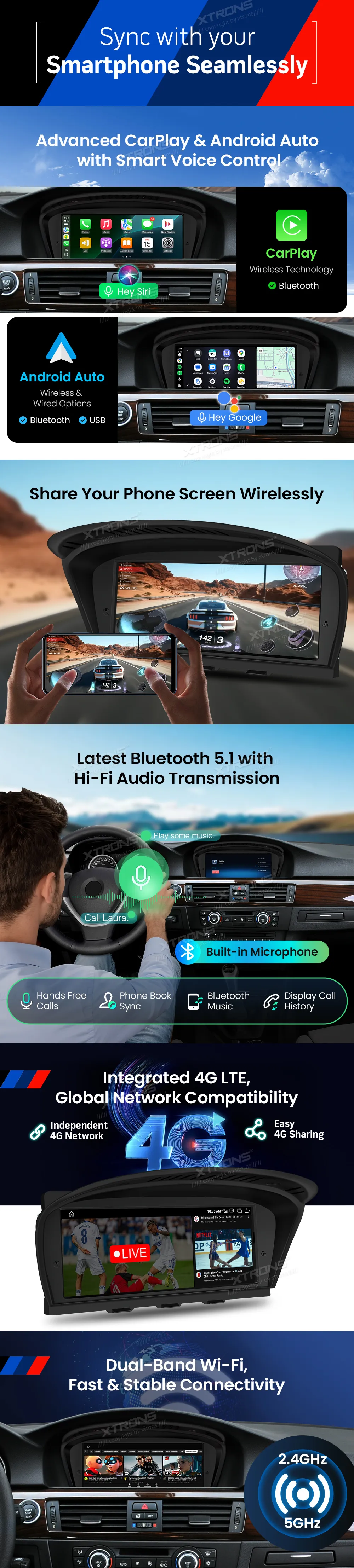 BMW E60 E61 E90 E91 E92 E93 CIC | Android OS | 8.8 inch | 8GB/128GB/8Core Snapdragon 662 | Multimedija Xtrons QBBH8460CI