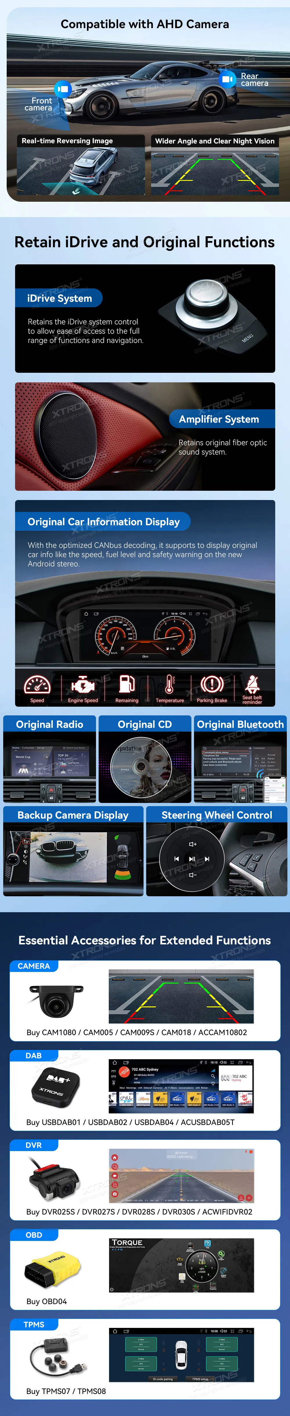 Atnaujinkite savo BMW su pažangia Android 14 sistema – 4+64 GB atmintis, 4G LTE, belaidis CarPlay/Android Auto, ryškus 8.8" IPS ekranas ir pilna integracija su CCC sistema.