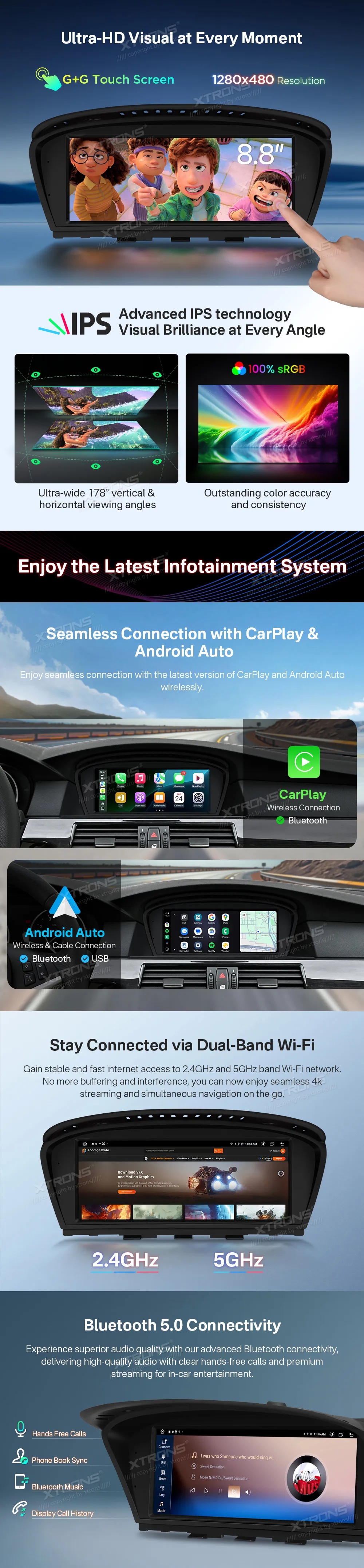 BMW E60 E61 E90 E91 E92 E93 CCC | Android OS | 8.8 inch | 2GB/64GB/8Core | Multimedija Xtrons QTB8060CC