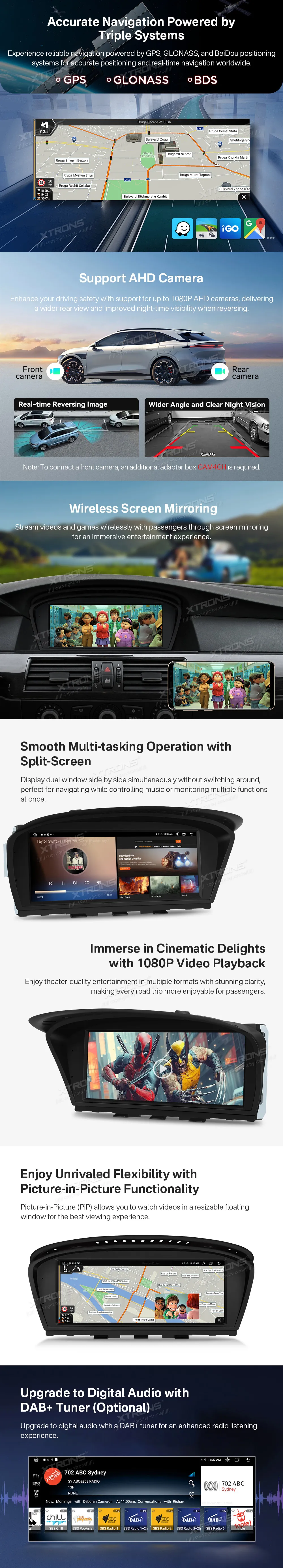 BMW E60 E61 E90 E91 E92 E93 CCC | Android OS | 8.8 inch | 2GB/64GB/8Core | Multimedija Xtrons QTB8060CC