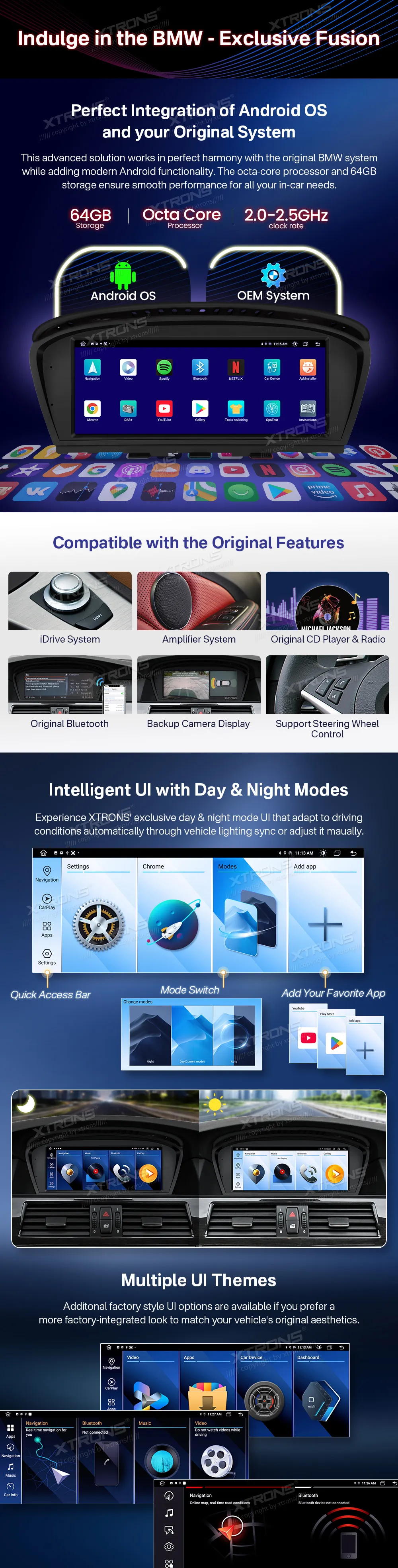 BMW E60 E61 E90 E91 E92 E93 CCC | Android OS | 8.8 inch | 2GB/64GB/8Core | Multimedija Xtrons QTB8060CC