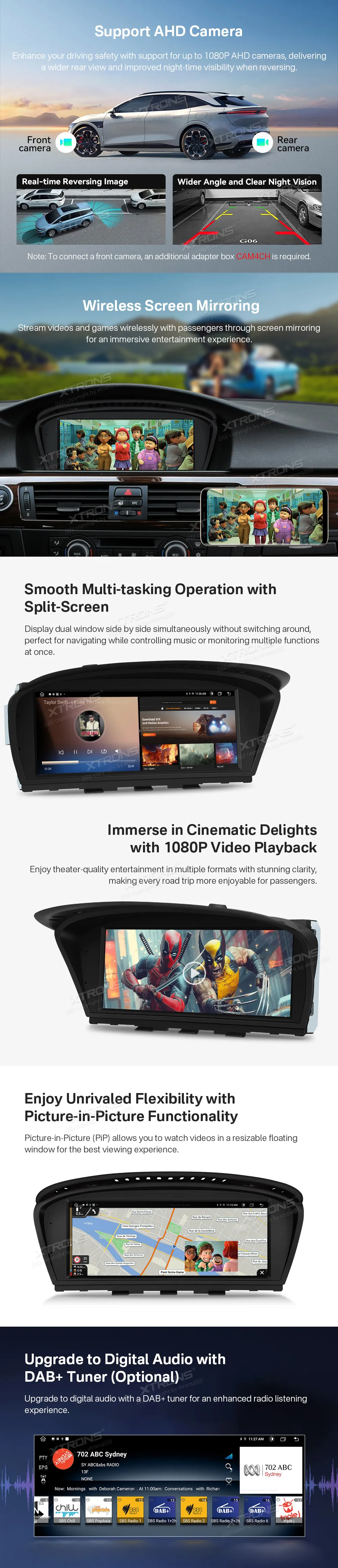 BMW E60 E61 E90 E91 E92 E93 CIC | Android OS | 8.8 inch | 2GB/64GB/8Core | Multimedija Xtrons QTB8060CI