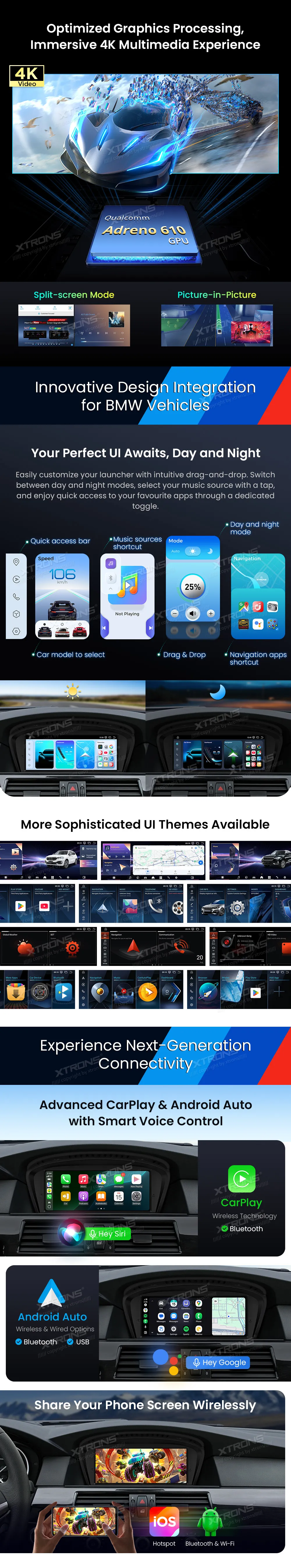 BMW E60 E61 E90 E91 E92 E93 CCC | Android 14 | 8.8 inch | 8GB/256GB/8Core Snapdragon 685 | Multimedija Xtrons QWBX8460CC