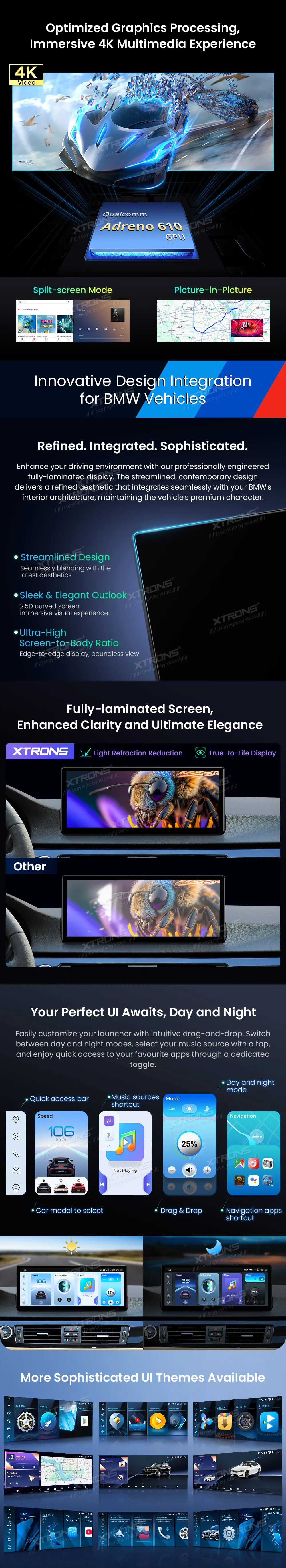 BMW E90 E91 E92 E93 be ekrano | Android 14 | 12.3 inch | 8GB/256GB/8Core Snapdragon | Multimedija Xtrons QWBX24UMB12E90L