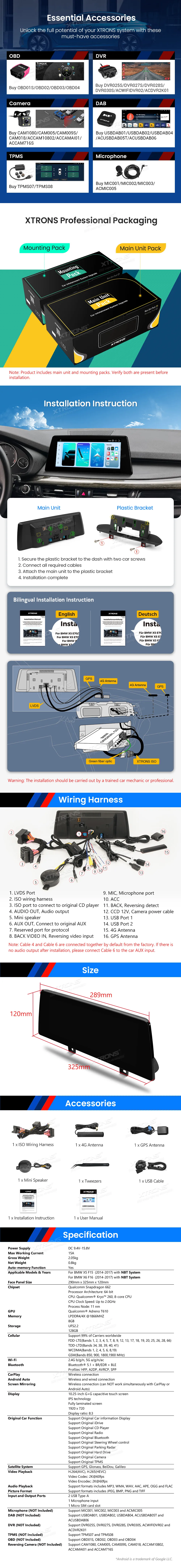 BMW X5 F15 X6 E16 NBT | Android OS | 10.25 inch | 8GB/128GB/8Core Snapdragon 662 | Multimedija Xtrons QBBH14NB12X5N