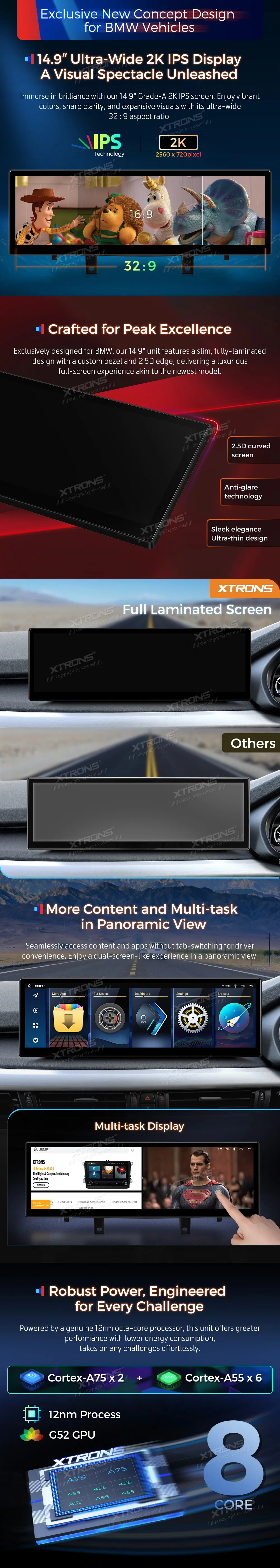 BMW X5 F15 X6 E16 EVO | Android OS | 14.9 inch | 8GB/128GB/8Core | Multimedija Xtrons QLBH44X5EV3