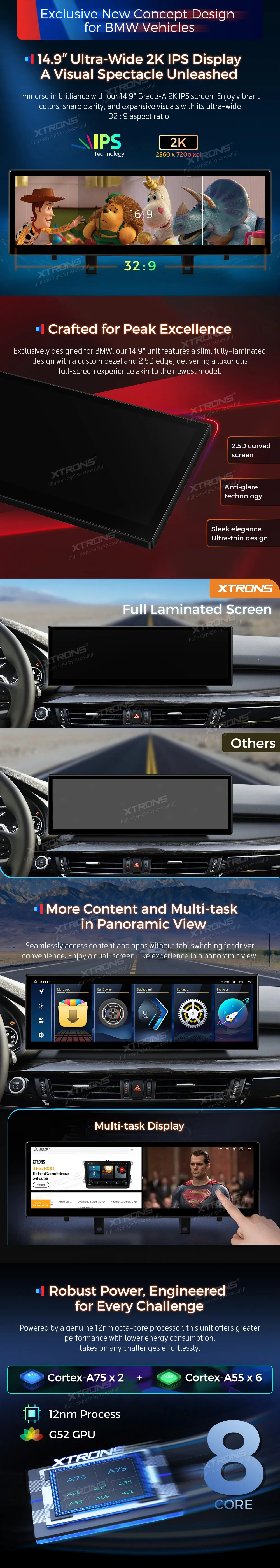 BMW X5 F15 X6 E16 NBT | Android OS | 14.9 inch | 8GB/128GB/8Core | Multimedija Xtrons QLBH44X5NB3