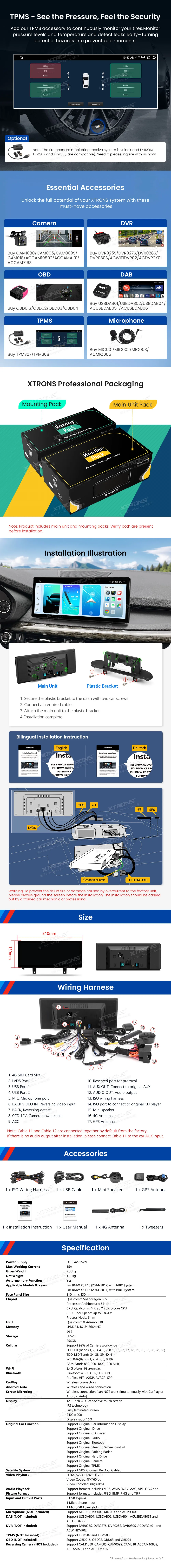 BMW X5 F15 X6 E16 NBT | Android 14 | 12.3 inch | 8GB/256GB/8Core Snapdragon 685 | Multimedija Xtrons QWBX24NB12X5N