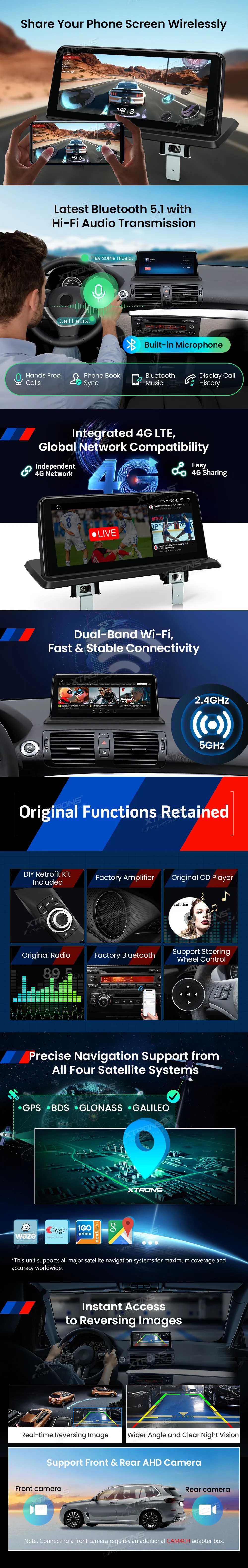 BMW E81 E82 E87 E88 be ekrano | Android OS | 10.25 inch | 8GB/128GB/8Core Snapdragon 662 | Multimedija Xtrons QBBH1487UNL