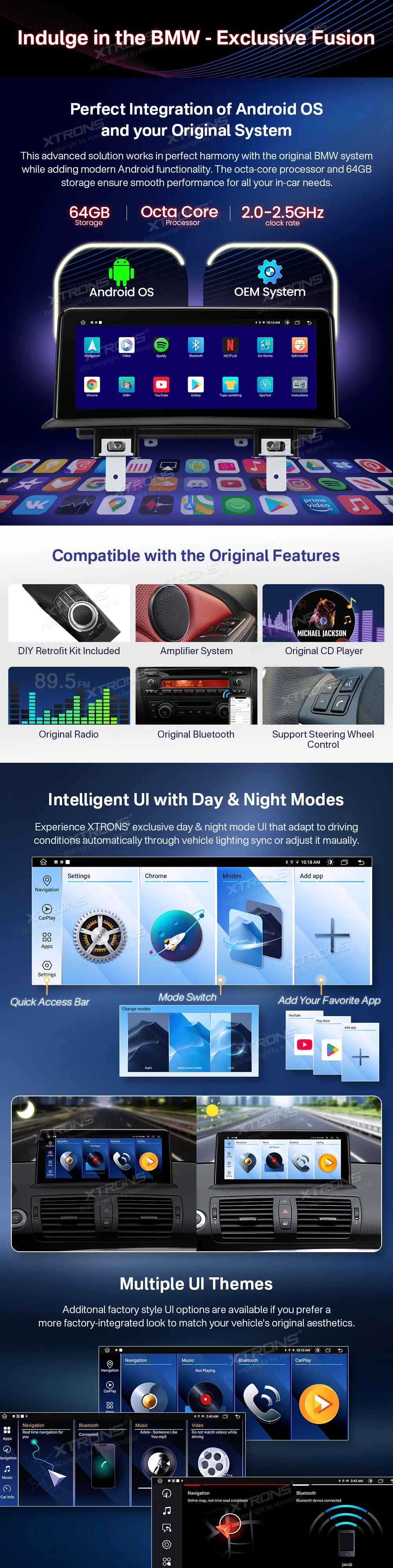 BMW E81 E82 E87 E88 be ekrano | Android OS | 10.25 inch | 2GB/64GB/8Core | Multimedija Xtrons QTB1087UNL