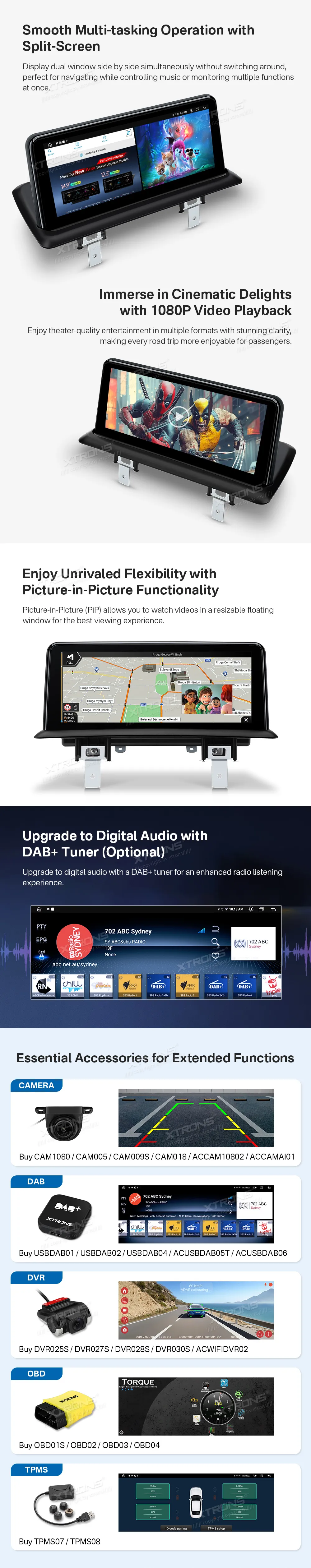 BMW E81 E82 E87 E88 be ekrano | Android OS | 10.25 inch | 2GB/64GB/8Core | Multimedija Xtrons QTB1087UNL