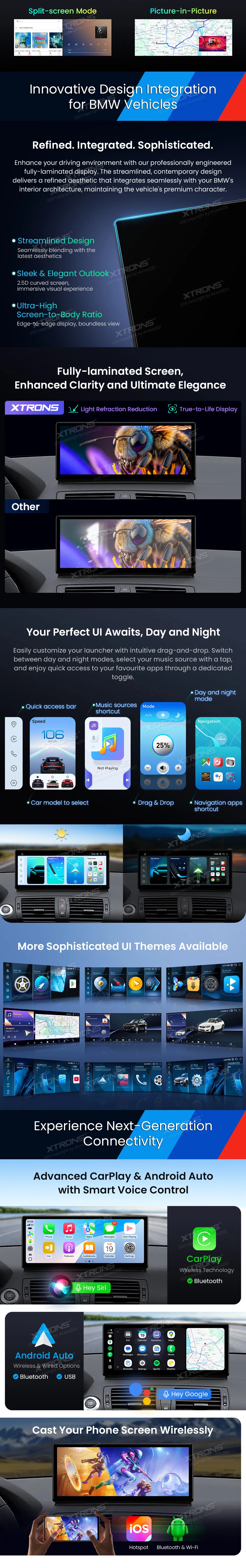 BMW E81 E82 E87 E88 be ekrano | Android 14 | 12.3 inch | 8GB/256GB/8Core Snapdragon 685 | Multimedija Xtrons QWBX24UMB12E87L