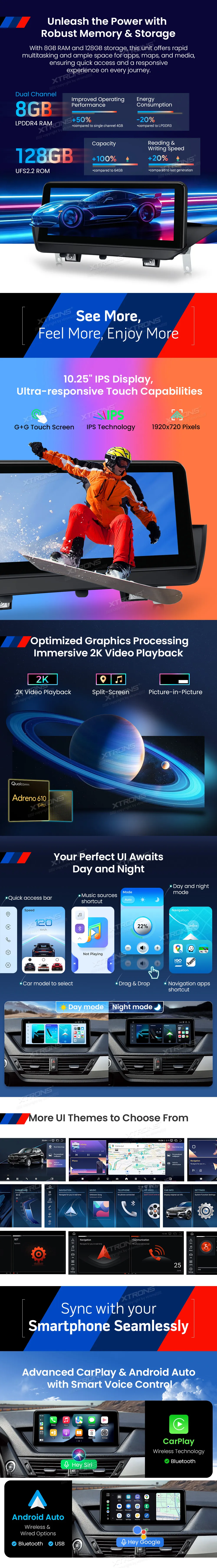 BMW X1 E84 be ekrano | Android OS | 10.25 inch | 8GB/128GB/8Core Snapdragon 662 | Multimedija Xtrons QBBH14X1UN