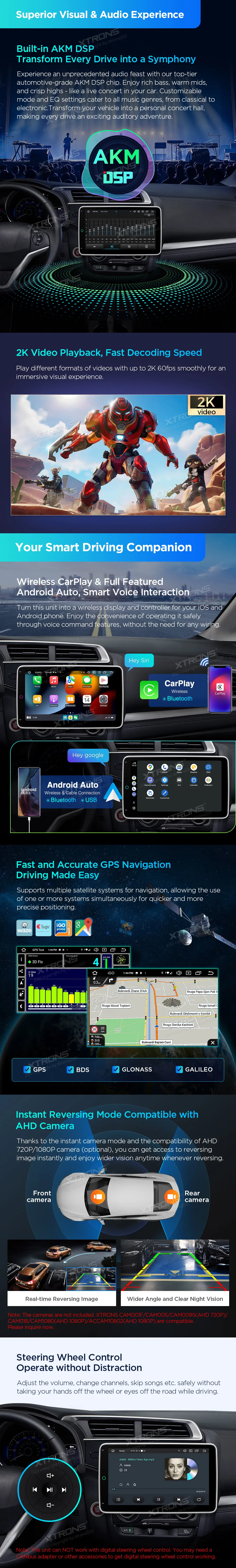 Universali 1-DIN Multimedija | Android 14 | 10.1 inch QLED | 4GB/64GB/8Core | Multimedija Xtrons DX121LGS