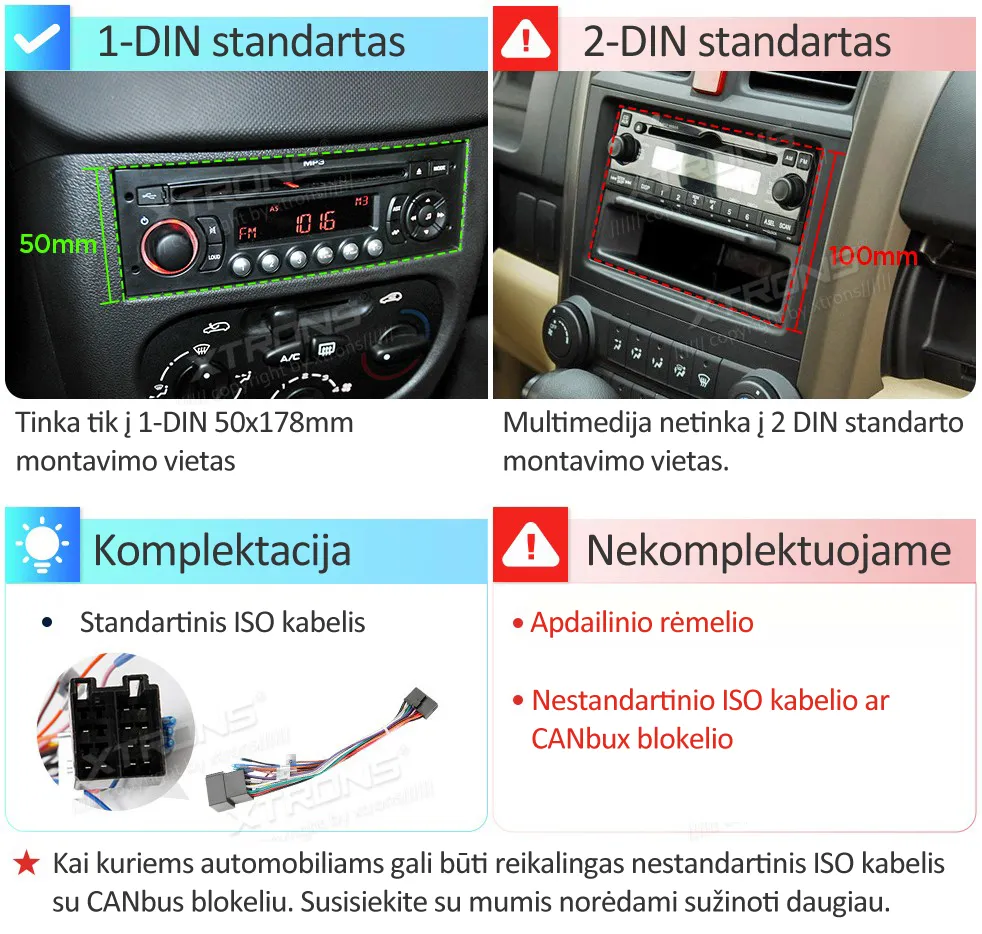 Universali 1-DIN Multimedija | Android 14 | 10.1 inch QLED | 4GB/64GB/8Core | Multimedija Xtrons DX121LGS