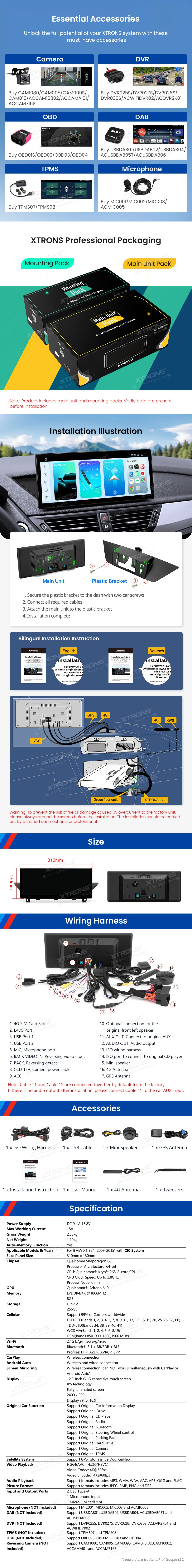 BMW X1 E84 CIC | Android 14 | 12.3 inch | 8GB/256GB/8Core Snapdragon 685 | Multimedija Xtrons QWBX24CIB12X1