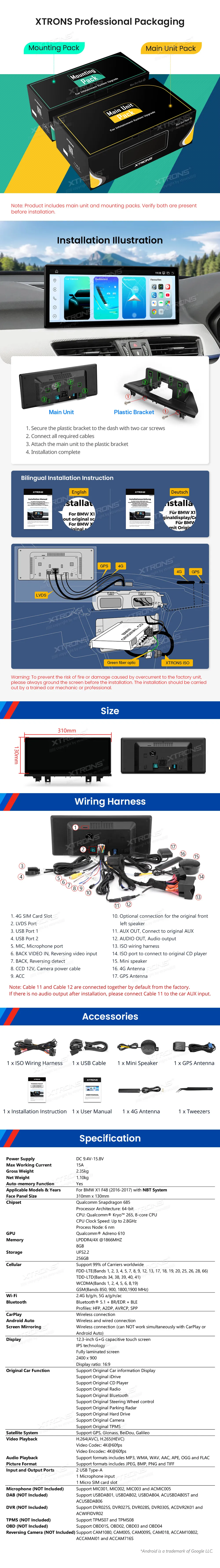BMW X1 F48 NBT | Android 14 | 12.3 inch | 8GB/256GB/8Core Snapdragon 685 | Multimedija Xtrons QWBX24NB12X1N