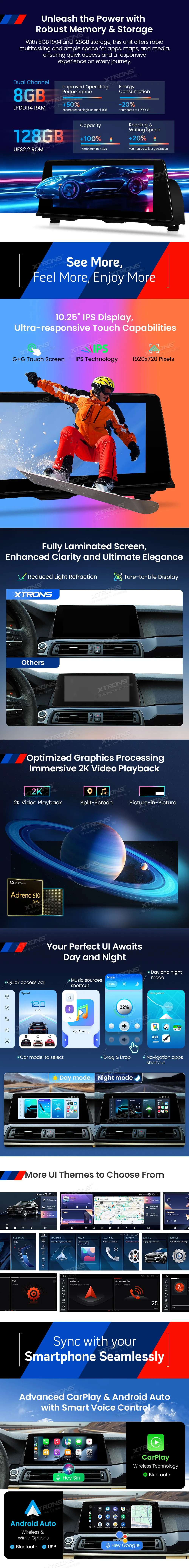 BMW 5 F10 F11 CIC | Android OS | 14.9 inch | 8GB/128GB/8Core | Multimedija Xtrons QBBH14CIB12FV