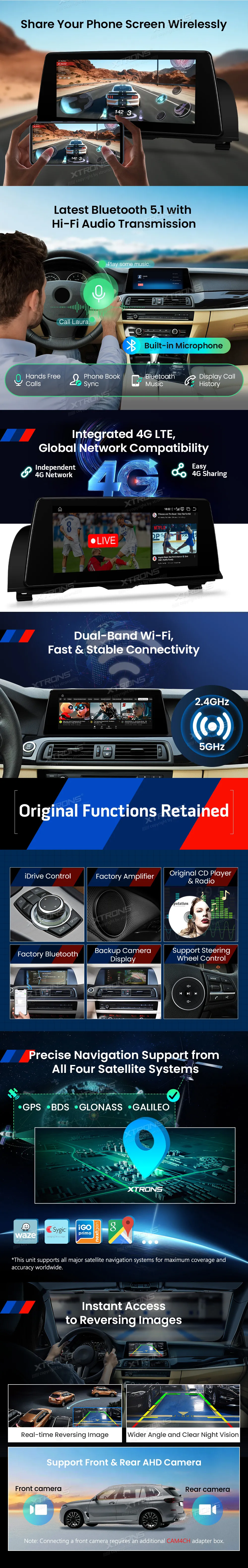 BMW 5 F10 F11 CIC | Android OS | 14.9 inch | 8GB/128GB/8Core | Multimedija Xtrons QBBH14CIB12FV