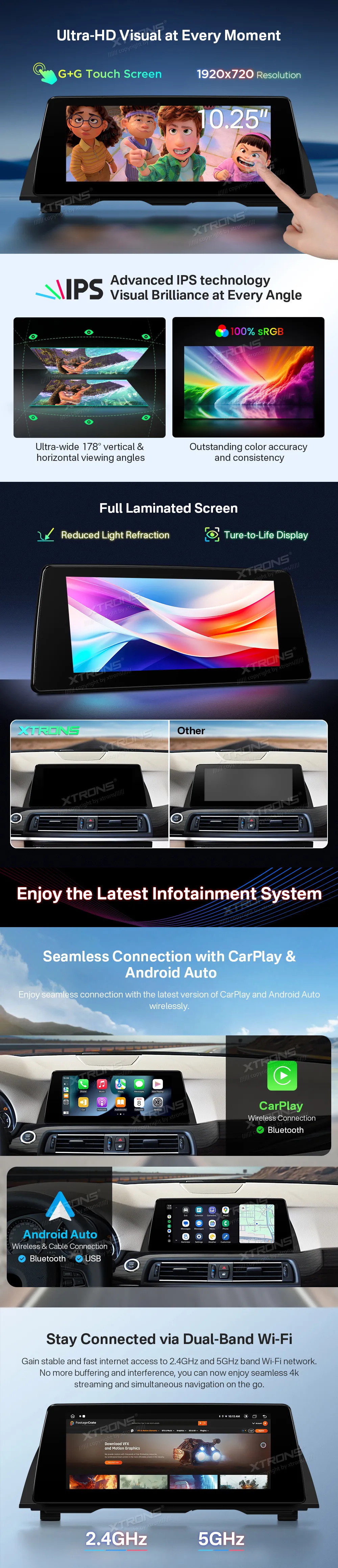 BMW 5 F10 F11 CIC | Android OS | 10.25 inch | 2GB/64GB/8Core | Multimedija Xtrons QTB10FVCI