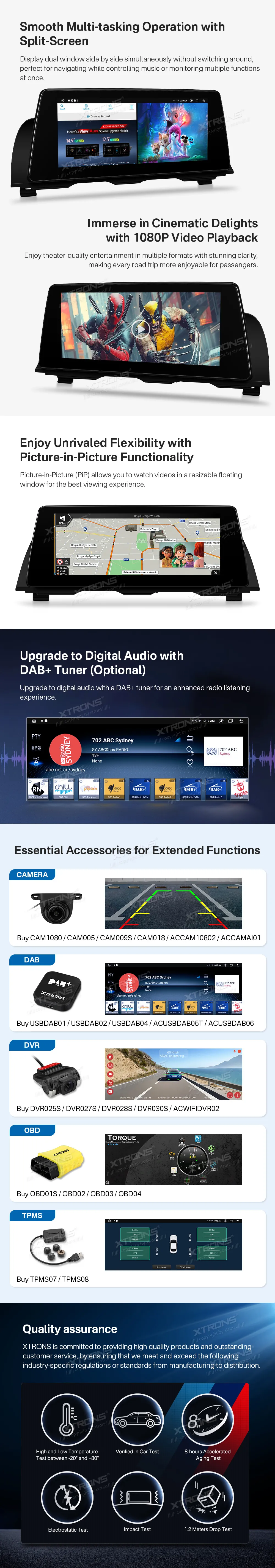 BMW 5 F10 F11 CIC | Android OS | 10.25 inch | 2GB/64GB/8Core | Multimedija Xtrons QTB10FVCI