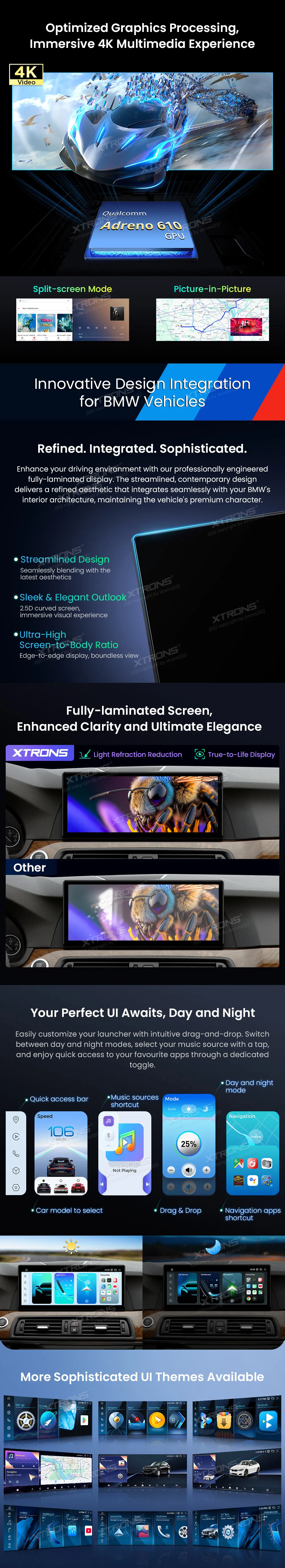 BMW 5 F10 F11 CIC | Android 14 | 12.3 inch | 8GB/256GB/8Core Snapdragon 685 | Multimedija Xtrons QWBX24CIB12FV