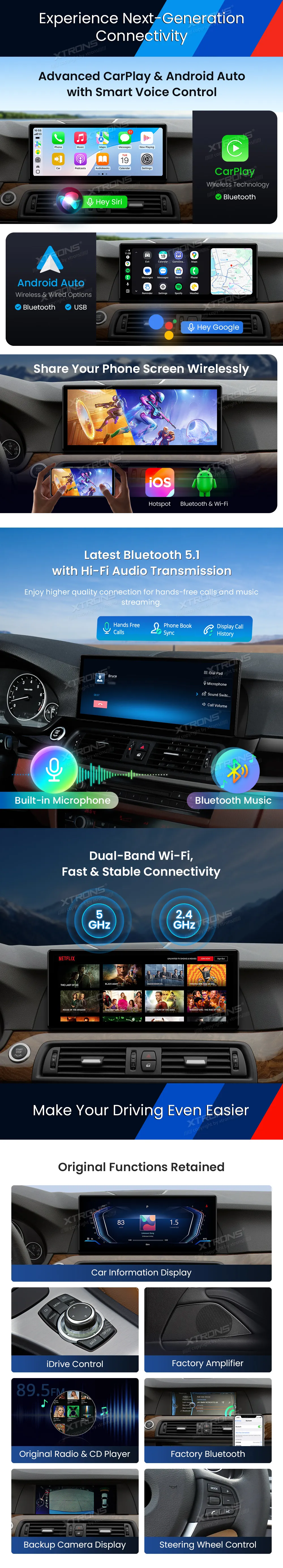 BMW 5 F10 F11 CIC | Android 14 | 12.3 inch | 8GB/256GB/8Core Snapdragon 685 | Multimedija Xtrons QWBX24CIB12FV