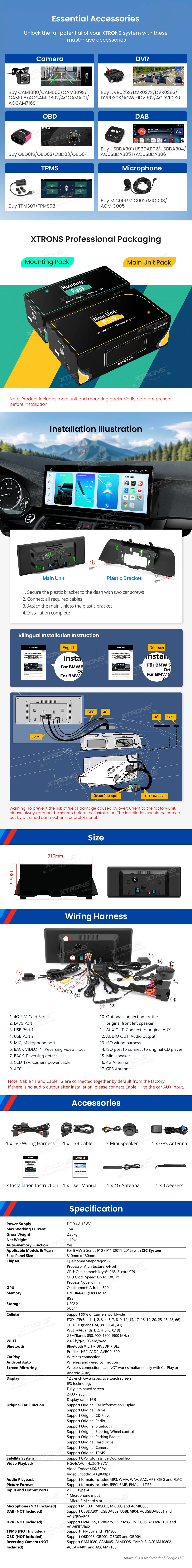 BMW 5 F10 F11 CIC | Android 14 | 12.3 inch | 8GB/256GB/8Core Snapdragon 685 | Multimedija Xtrons QWBX24CIB12FV