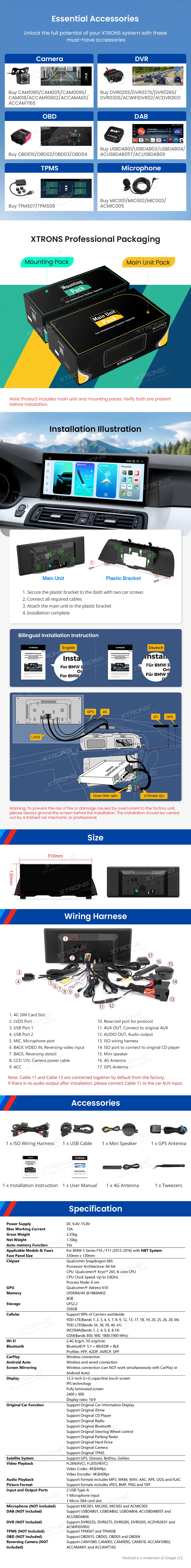 BMW 5 F10 F11 NBT | Android 14 | 12.3 inch | 8GB/256GB/8Core Snapdragon 685 | Multimedija Xtrons QWBX24NB12FV