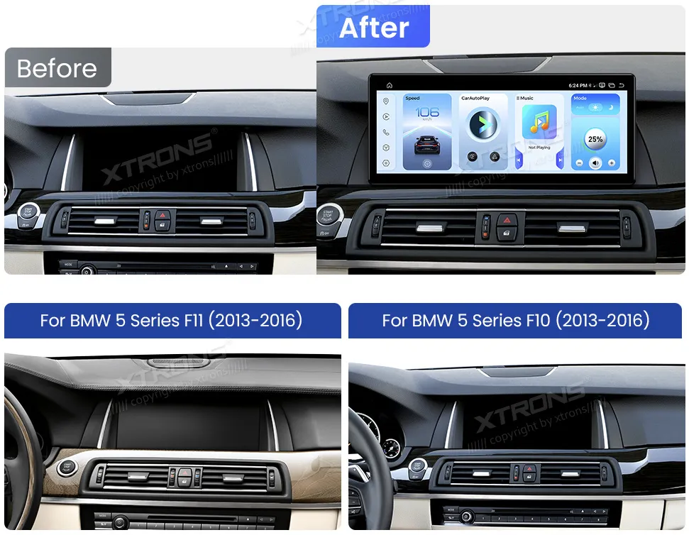 BMW 5 F10 F11 NBT | Android 14 | 12.3 inch | 8GB/256GB/8Core Snapdragon 685 | Multimedija Xtrons QWBX24NB12FV