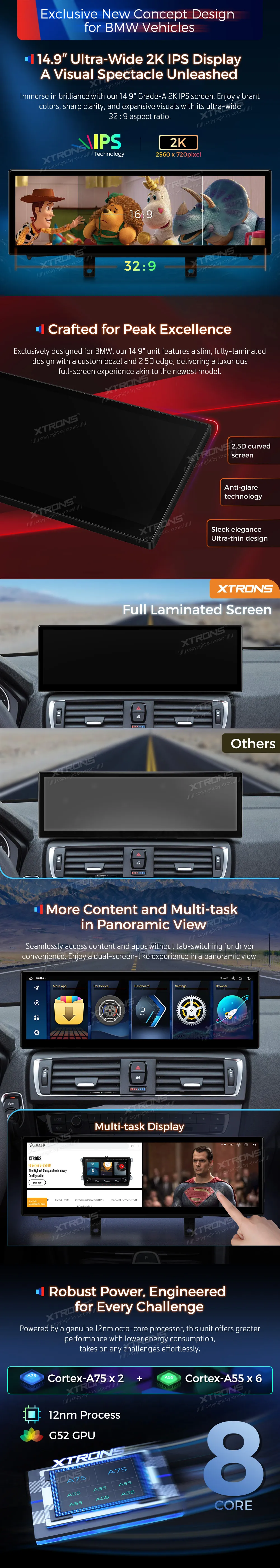 BMW 1/2 F20 F21 F22 F23 NBT | Android 14 | 14.9 inch | 4GB/64GB/8Core | Multimedija Xtrons QLB42NENBL