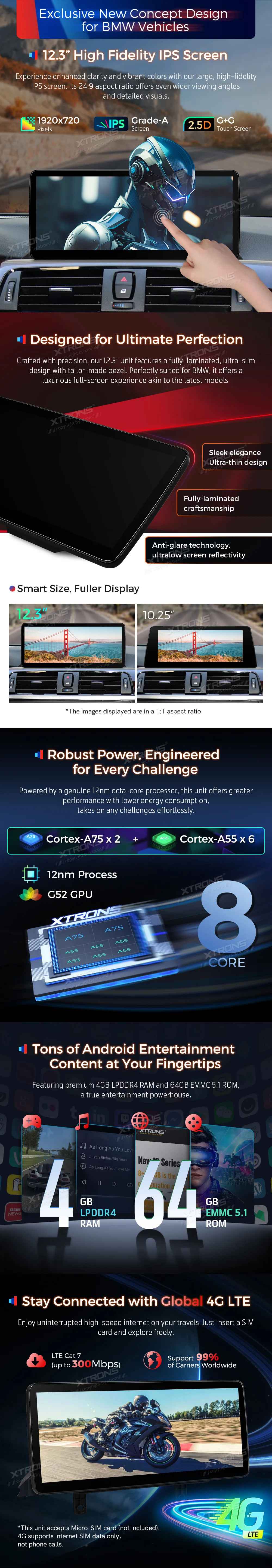 BMW 3/4 Serija 2013-2019 NBT | Android OS | 12.3 inch | 4GB/64GB/8Core | Multimedija Xtrons QLB22NBTHL