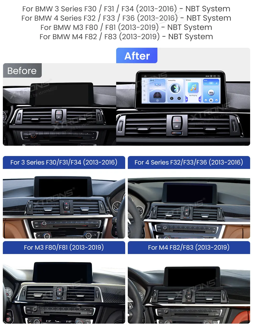 BMW 3/4 Serija 2013-2019 NBT | Android 14 | 10.25 inch | 8GB/256GB/8Core Snapdragon 685 | Multimedija Xtrons QWBX14NBTH