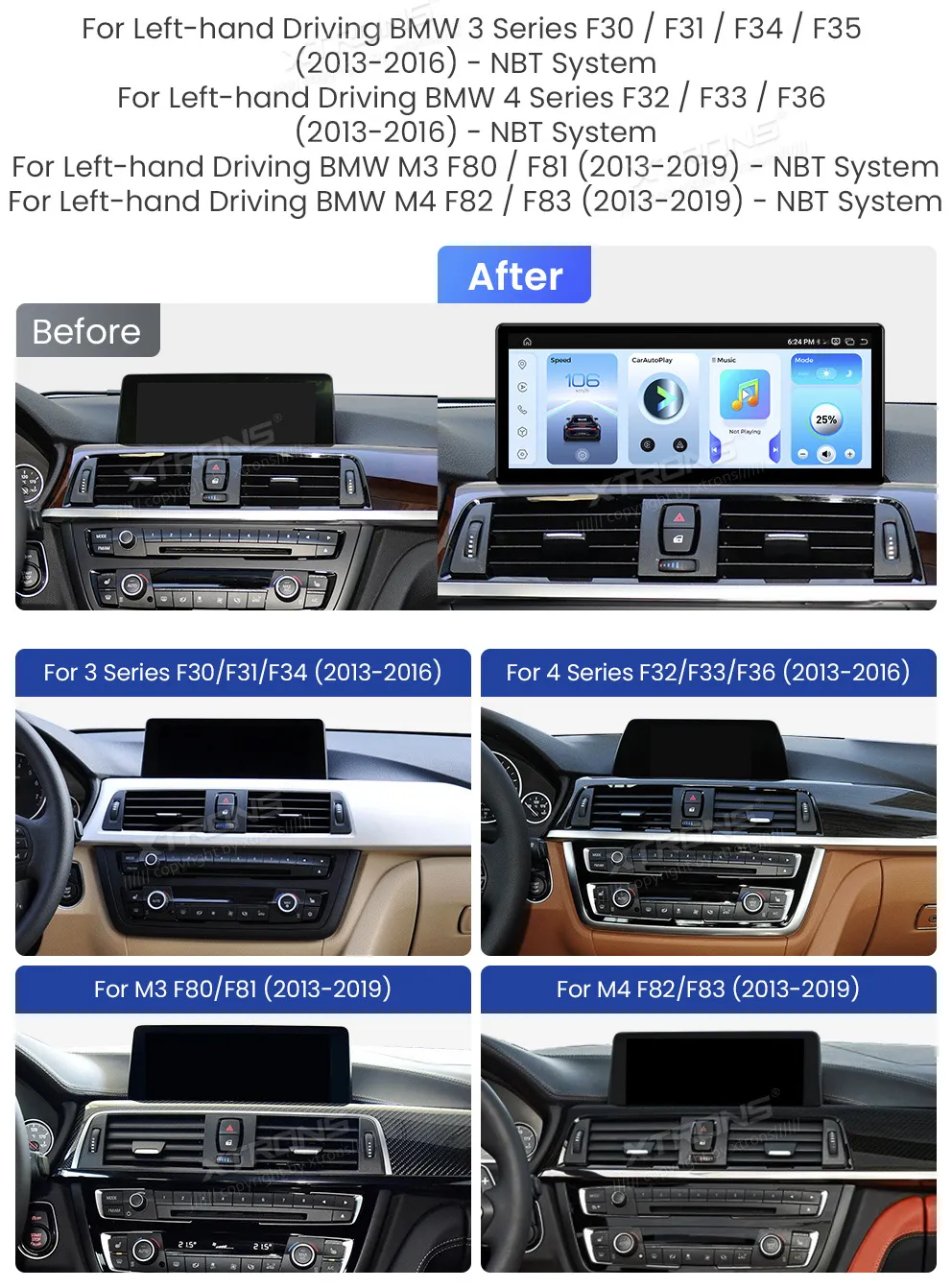 BMW 3/4 Serija 2013-2019 NBT | Android 14 | 12.3 inch | 8GB/256GB/8Core Snapdragon 685 | Multimedija Xtrons QWBX24NB12THL