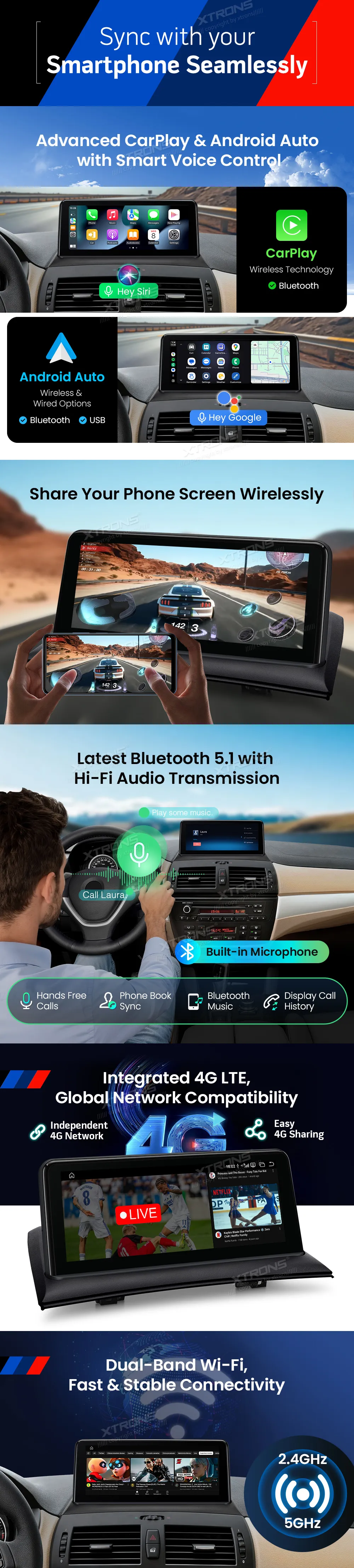 BMW X3 E83 be ekrano | Android OS | 10.25 inch | 8GB/128GB/8Core Snapdragon 662 | Multimedija Xtrons QBBH14X3UNL