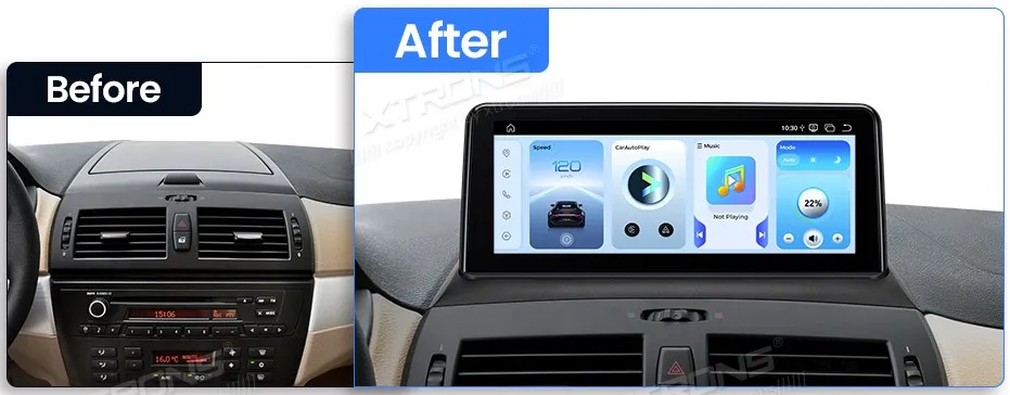 BMW X3 E83 be ekrano | Android OS | 10.25 inch | 8GB/128GB/8Core Snapdragon 662 | Multimedija Xtrons QBBH14X3UNL