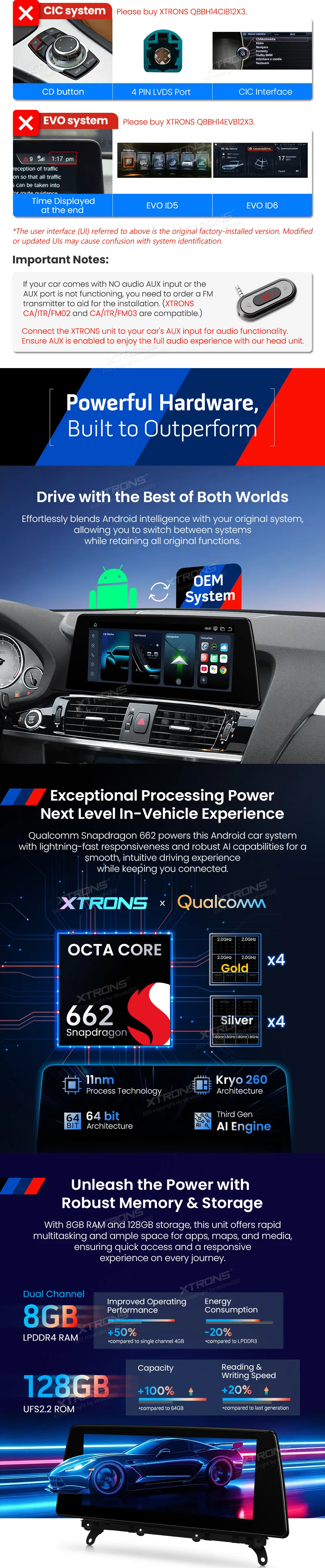 BMW X3 F25 X4 F26 NBT | Android OS | 10.25 inch | 8GB/128GB/8Core Snapdragon 662 | Multimedija Xtrons QBBH14NB12X3