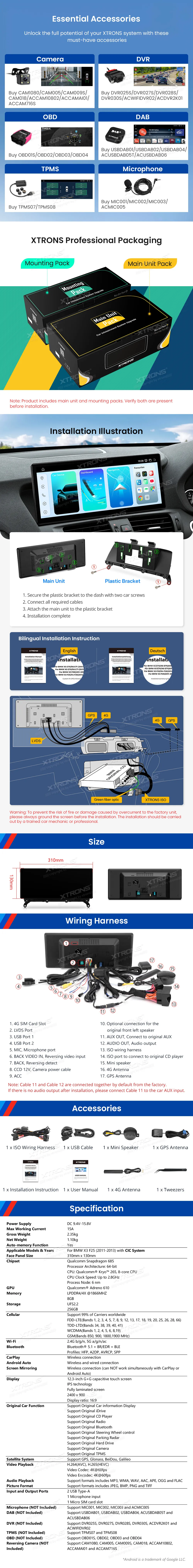 BMW X3 F25 CIC | Android 14 | 12.3 inch | 8GB/256GB/8Core Snapdragon 685 | Multimedija Xtrons QWBX24CIB12X3