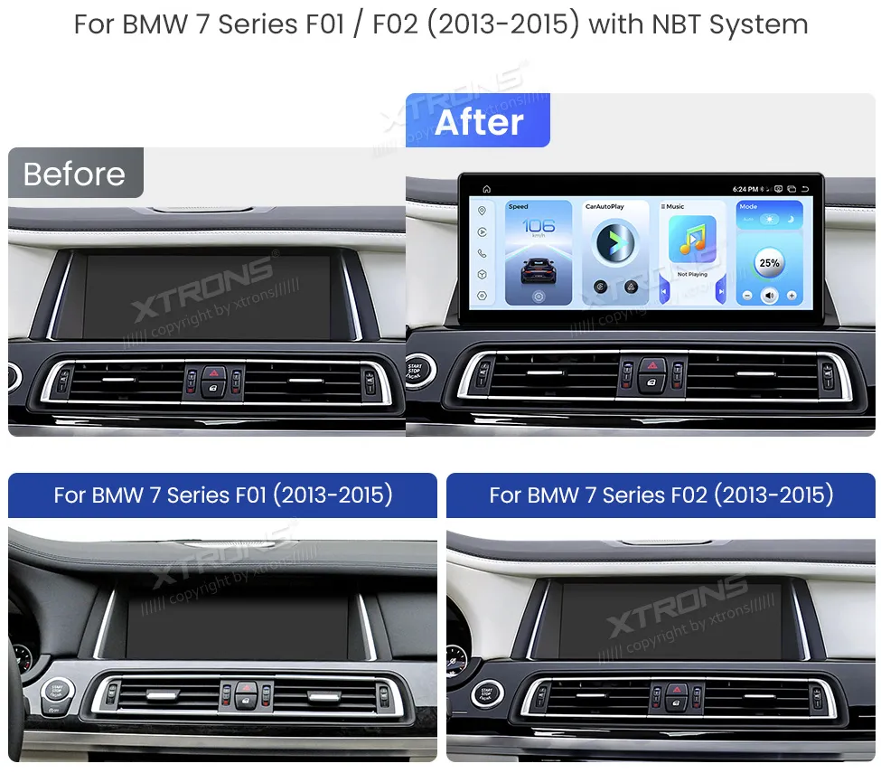 BMW 7 F01 F02 NBT | Android 14 | 12.3 inch | 8GB/256GB/8Core Snapdragon 685 | Multimedija Xtrons QWBX24NB12SV