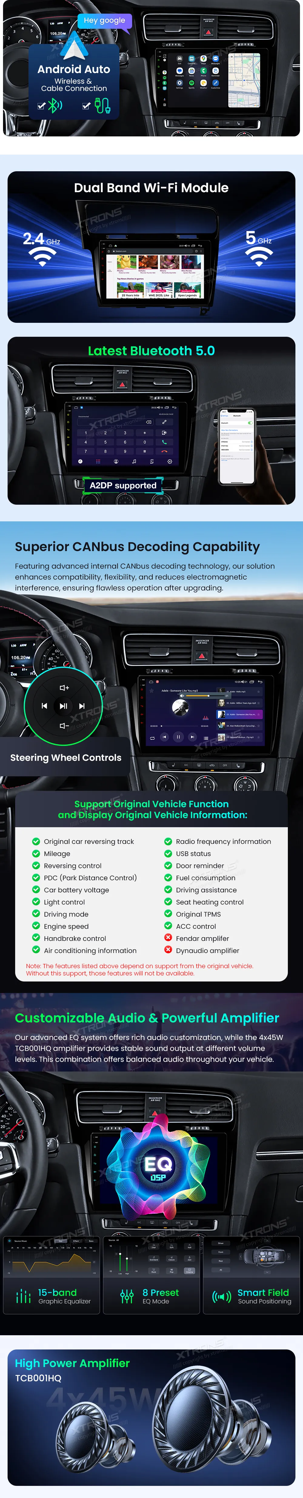 Volkswagen Golf 7 2013-2017 | Android OS | 10.1 inch | 2GB/64GB/8Core | Multimedija Xtrons IDSP10GFVL