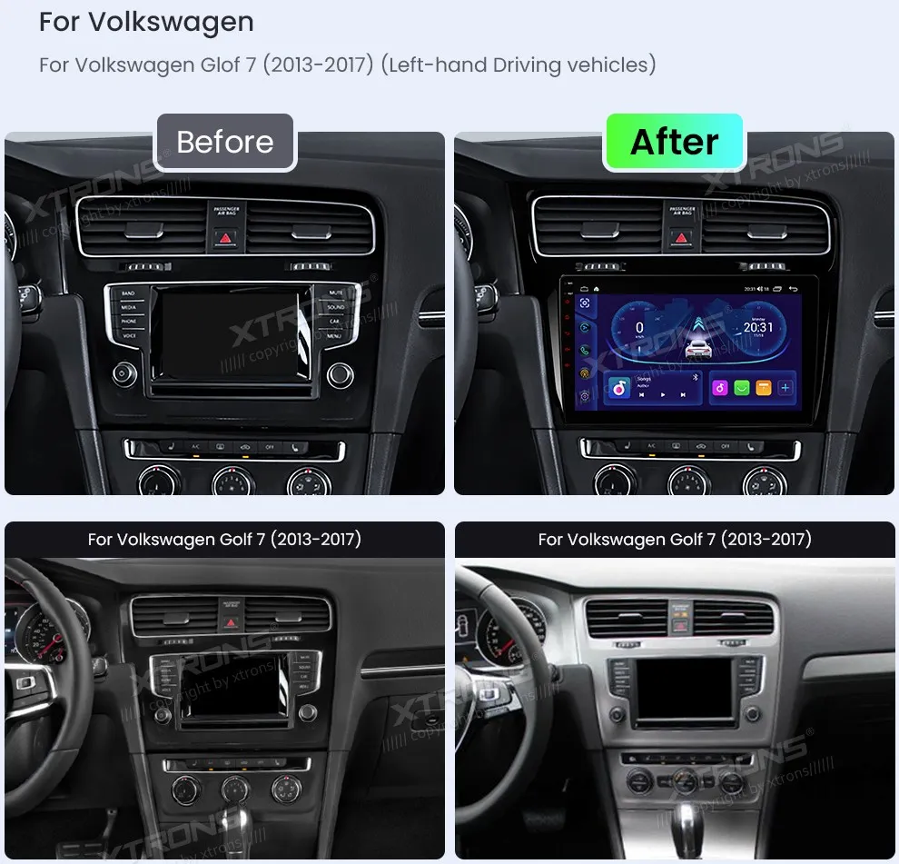 Volkswagen Golf 7 2013-2017 | Android OS | 10.1 inch | 2GB/64GB/8Core | Multimedija Xtrons IDSP10GFVL