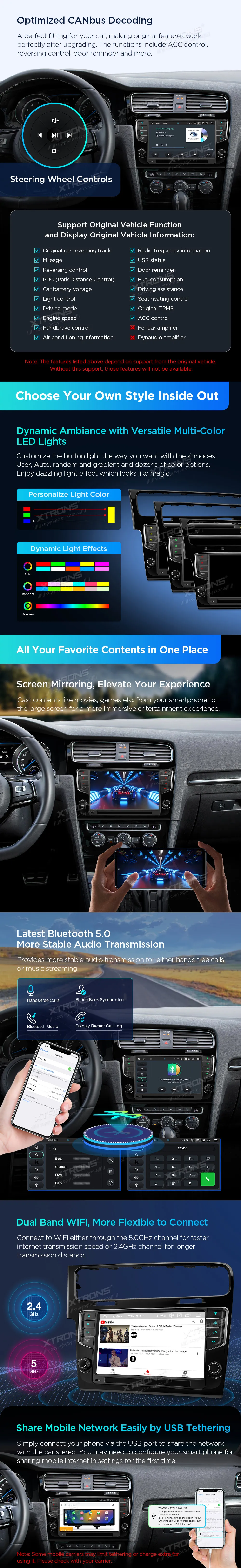 Golf 7 2013-2017 | Android 14 | 9 inch | 4GB/64GB/8Core | Multimedija Xtrons PX94GFVLGDAB