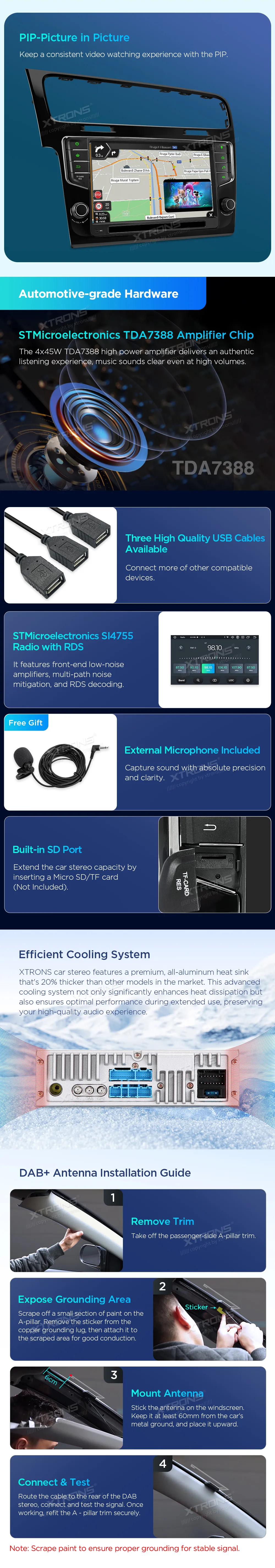 Golf 7 2013-2017 | Android 14 | 9 inch | 4GB/64GB/8Core | Multimedija Xtrons PX94GFVLGDAB