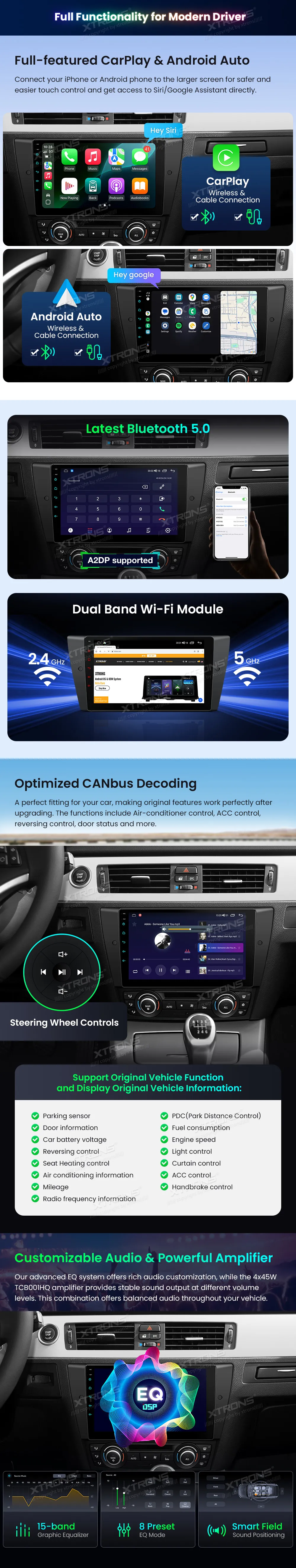 BMW E90 E91 E92 E93 be ekrano | Android OS | 9 inch | 4GB/64GB/8Core | Multimedija Xtrons IDP9090B