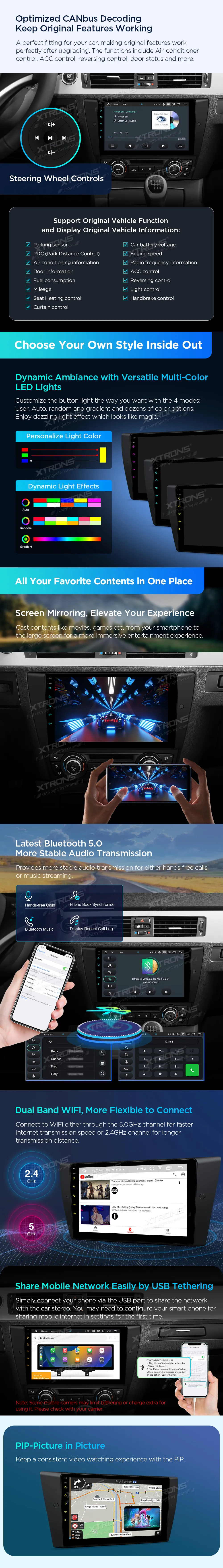 BMW E90 E91 E92 E93 be ekrano | Android 14 | 9 inch | 4GB/64GB/8Core | Multimedija Xtrons PXP9490BGDAB