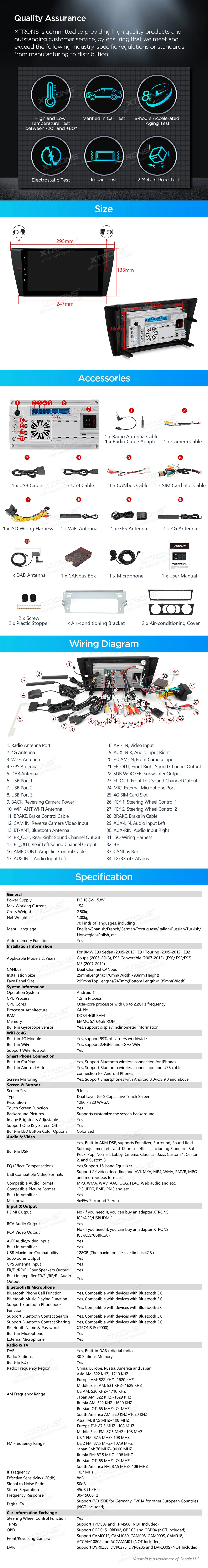 BMW E90 E91 E92 E93 be ekrano | Android 14 | 9 inch | 4GB/64GB/8Core | Multimedija Xtrons PXP9490BGDAB