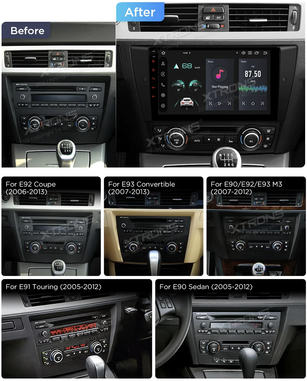 BMW E90 E91 E92 E93 be ekrano | Android 14 | 9 inch | 4GB/64GB/8Core | Multimedija Xtrons PXP9490BGDAB