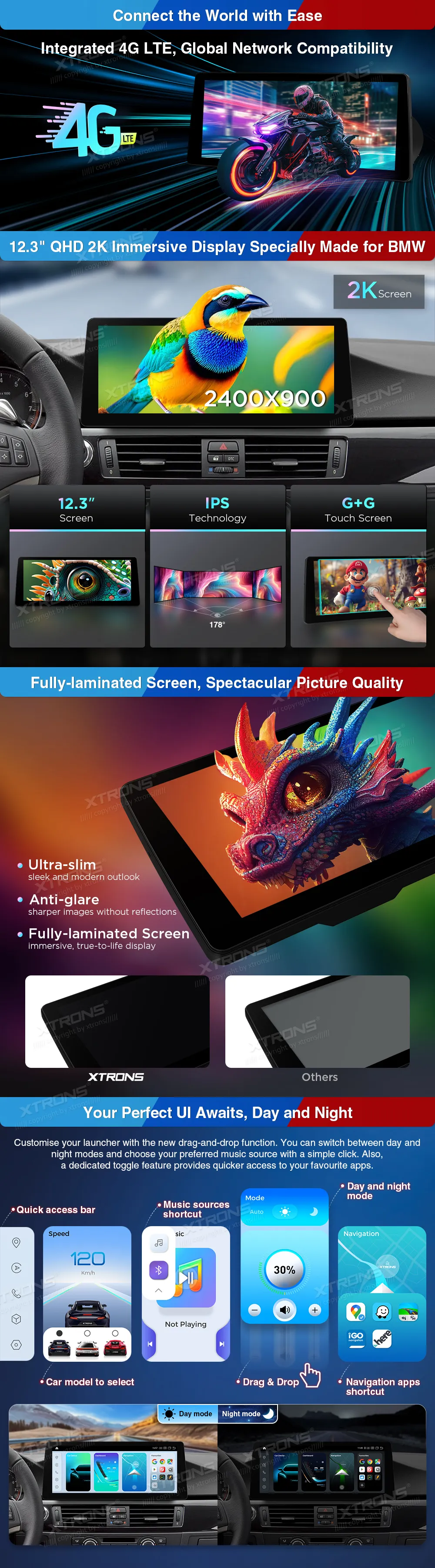 BMW E90 E91 E92 E93 CCC | Android 14 | 12.3 inch | 8GB/128GB/8Core Snapdragon 680| Multimedija Xtrons QGB24CCB12E92