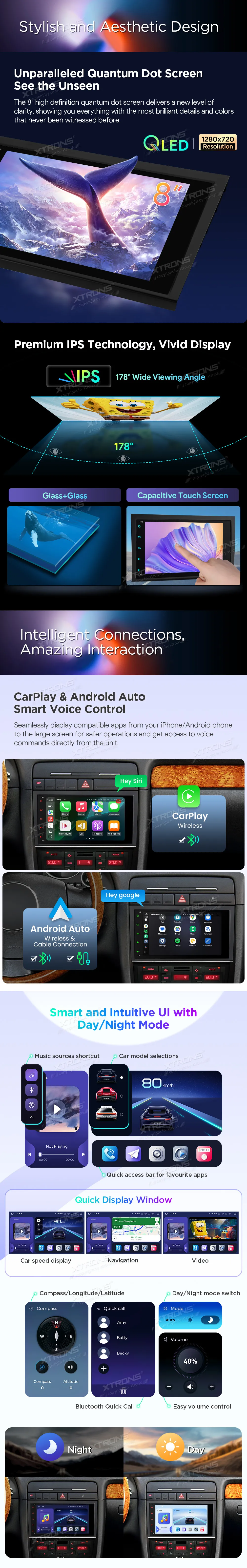 Audi A4 S4 RS4 / SEAT Exeo | Android 14 | 8inch QLED | 4GB/64GB/8Core Snapdragon 665 | Multimedija Xtrons IQ84A4AP